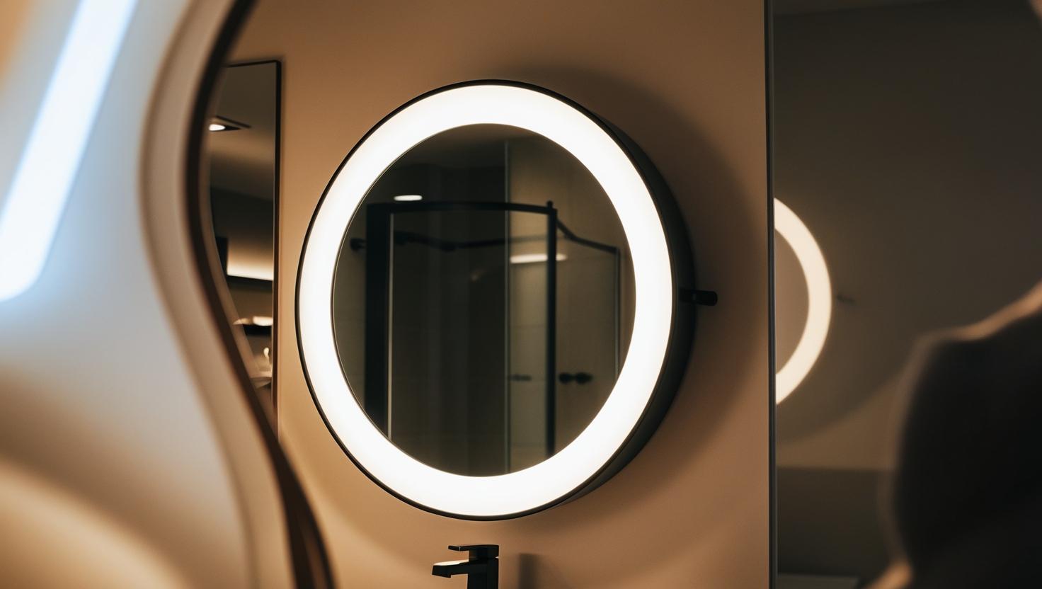 white LED Glory Round Mirror Frame