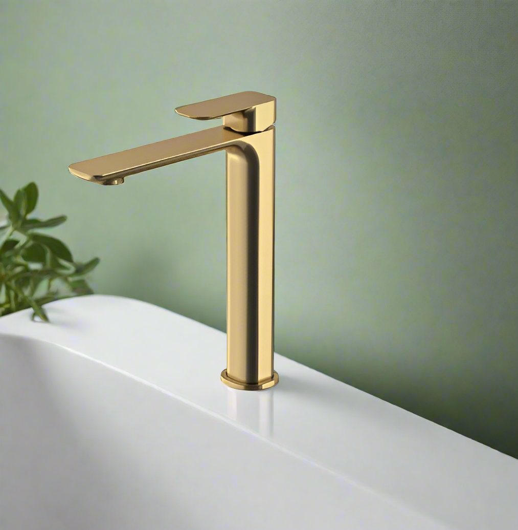 Basin mixer brushed gold