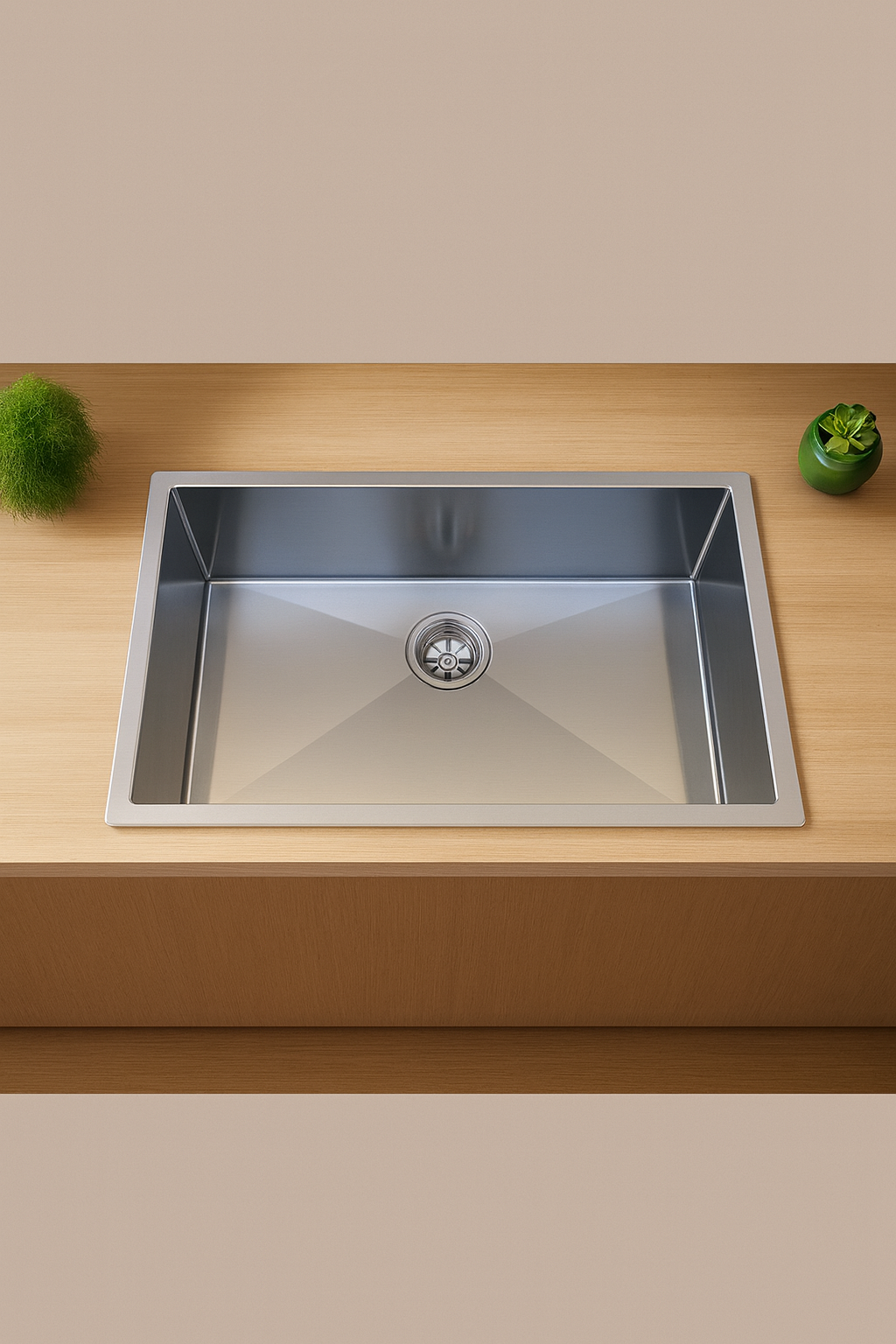 Large Handmade Stainless Steel Kitchen Sink – Single Bowl Under/Top/Flush Mount