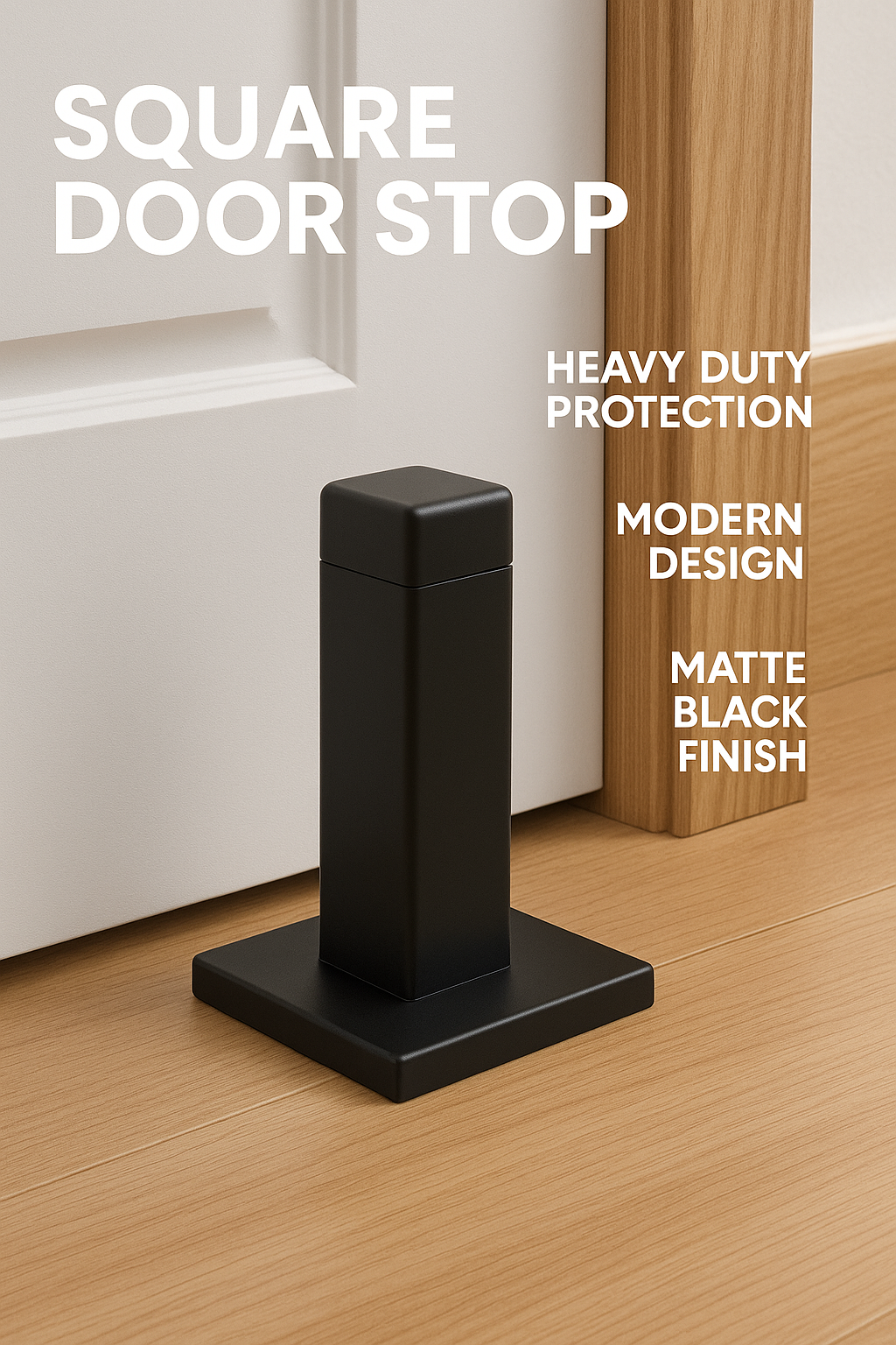 Square Rubber Tip Floor-Mounted Door Stopper