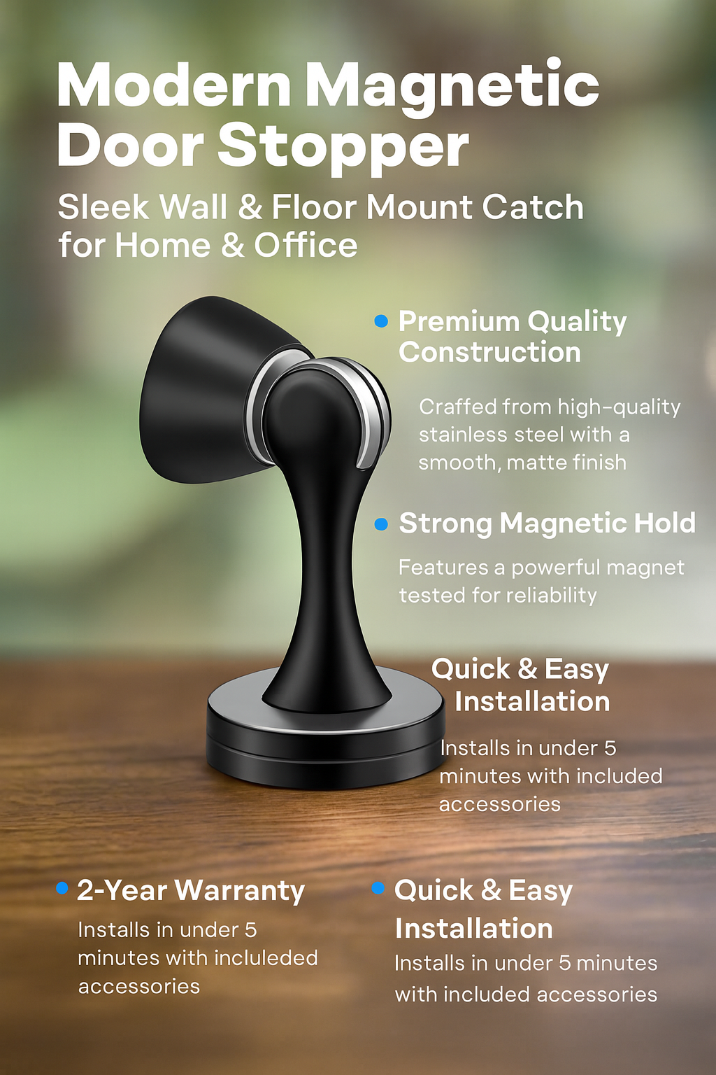 Modern magnetic door stopper with features