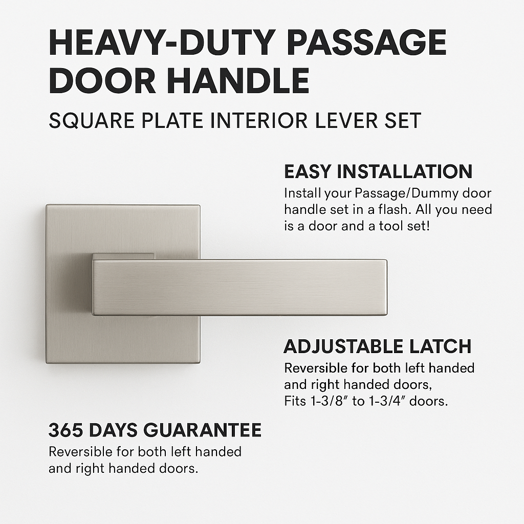 Heavy-duty passage door handle with full information.