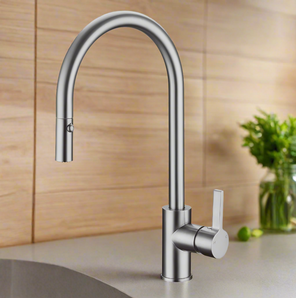 pullout kitchen mixer brushed nickel