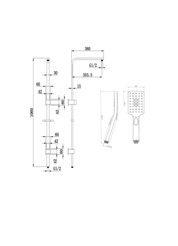 shower set square dimensions