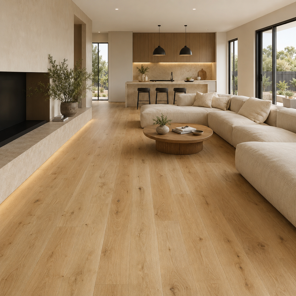 Nextyl Flooring collection – natural oak flooring in a modern Australian interior