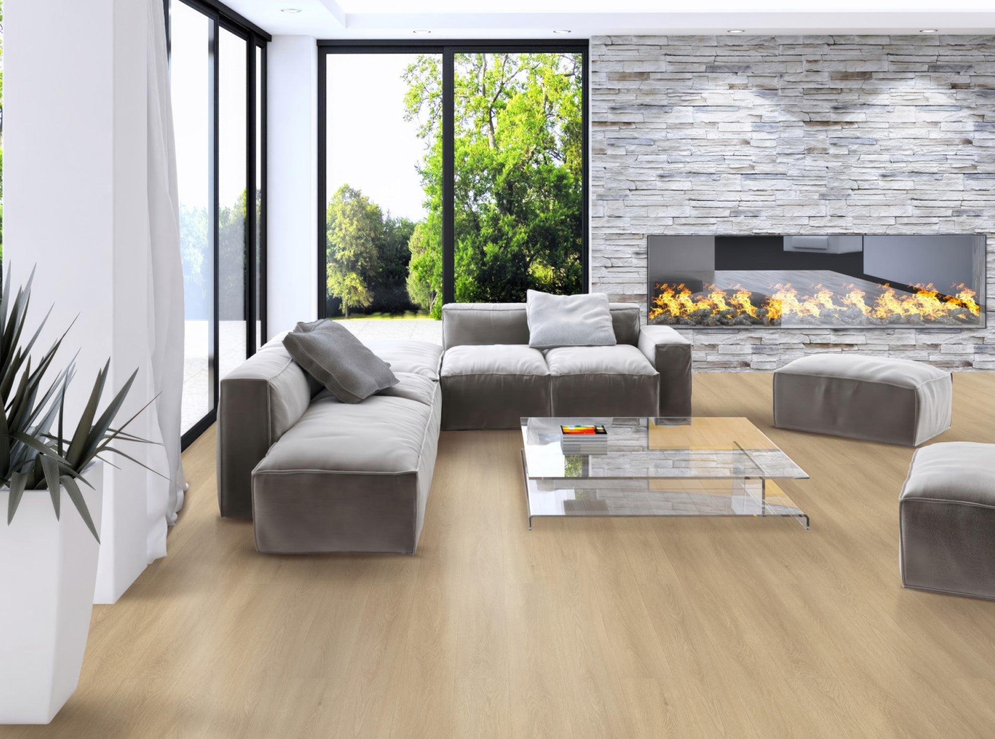 AquaGlow Los Angeles Oak waterproof laminate flooring render image