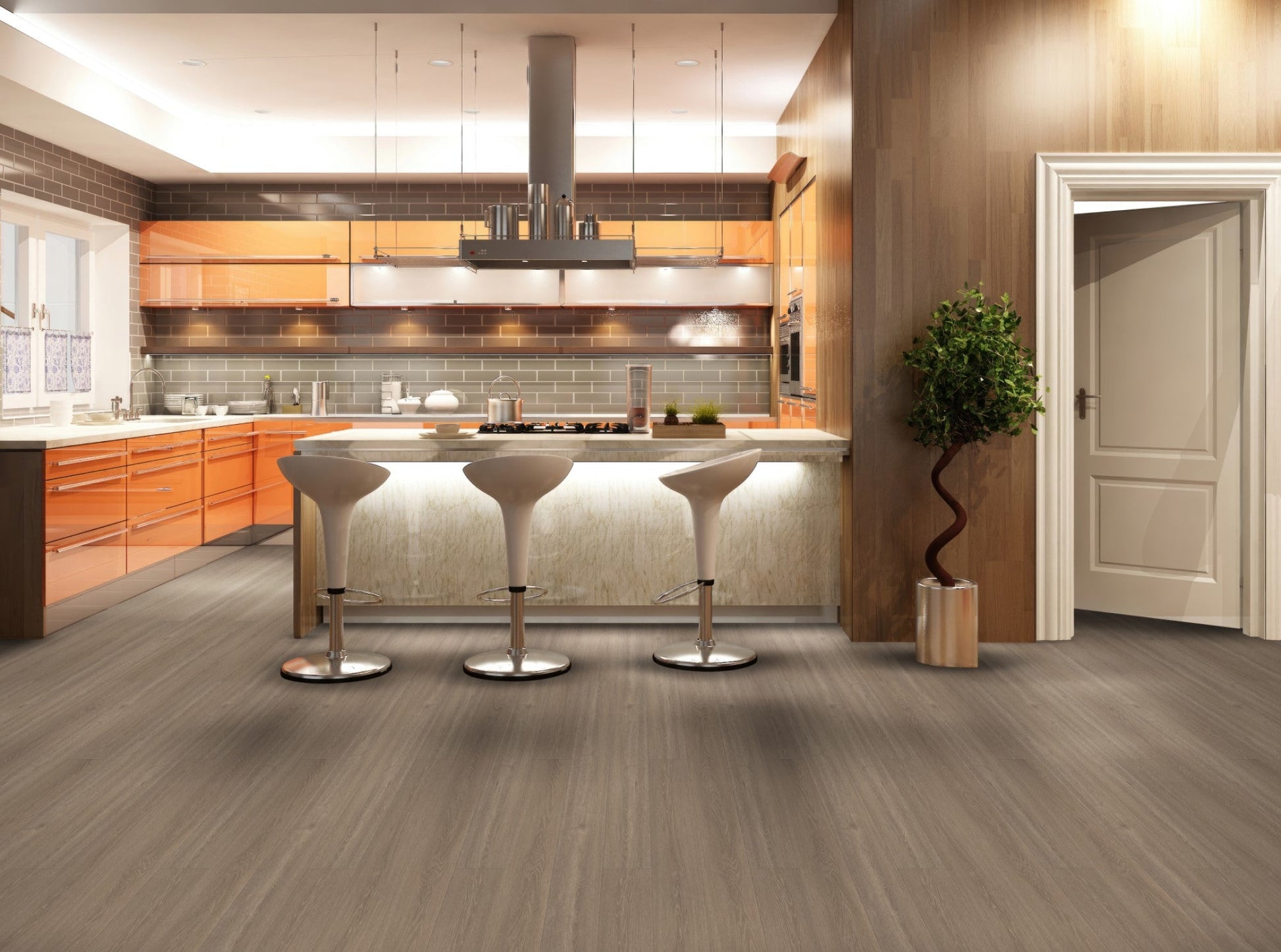 AquaGlow Caramel Oak waterproof laminate flooring render image
