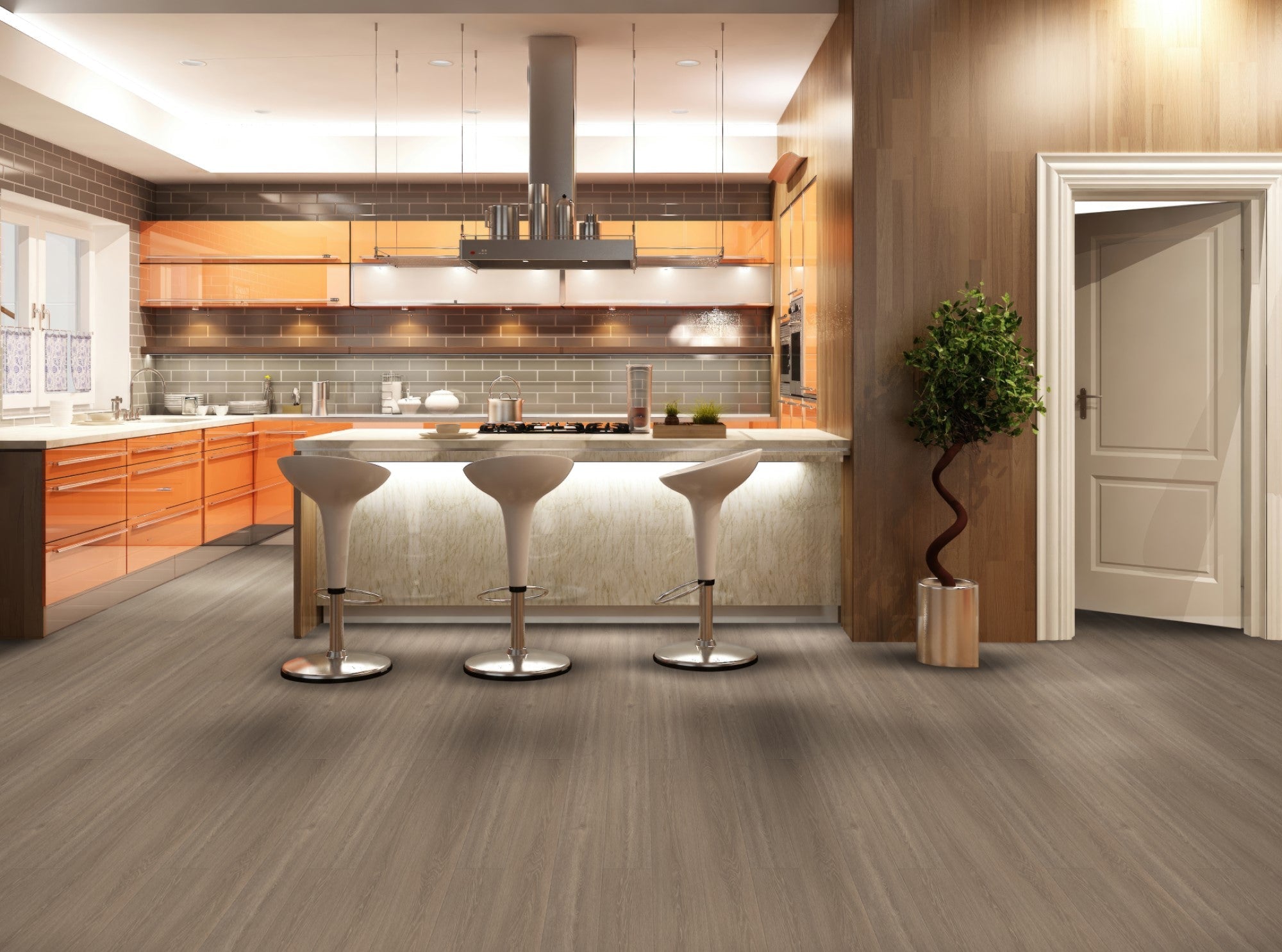 AquaGlow Caramel Oak waterproof laminate flooring render image