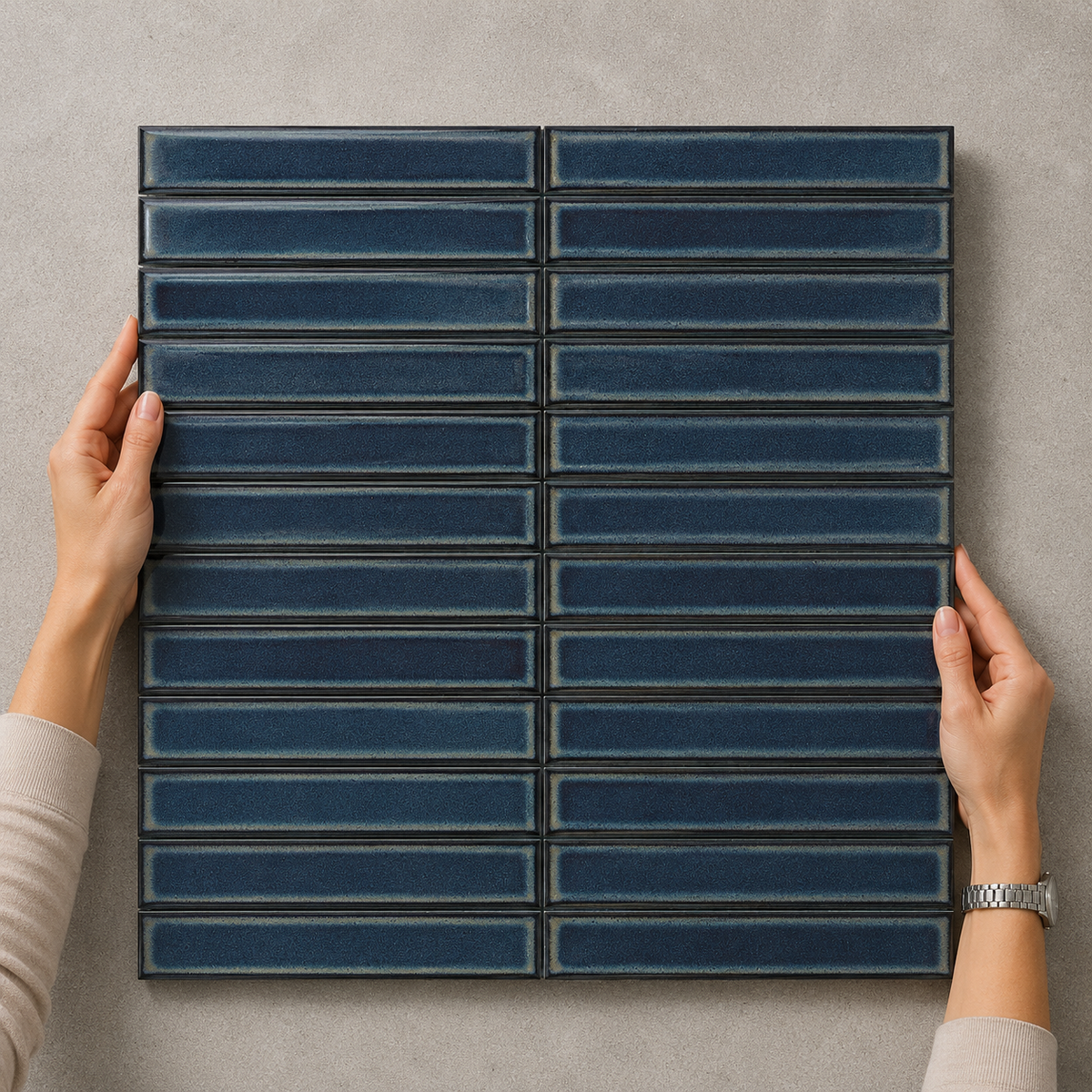 Concave finger porcelain mosaic lifestyle setting