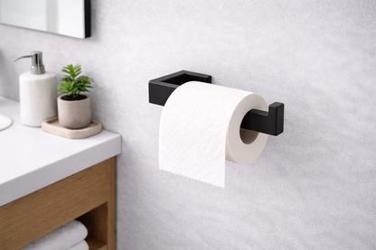 Matte Black Square Toilet Paper Roll Holder | SS304 Bathroom