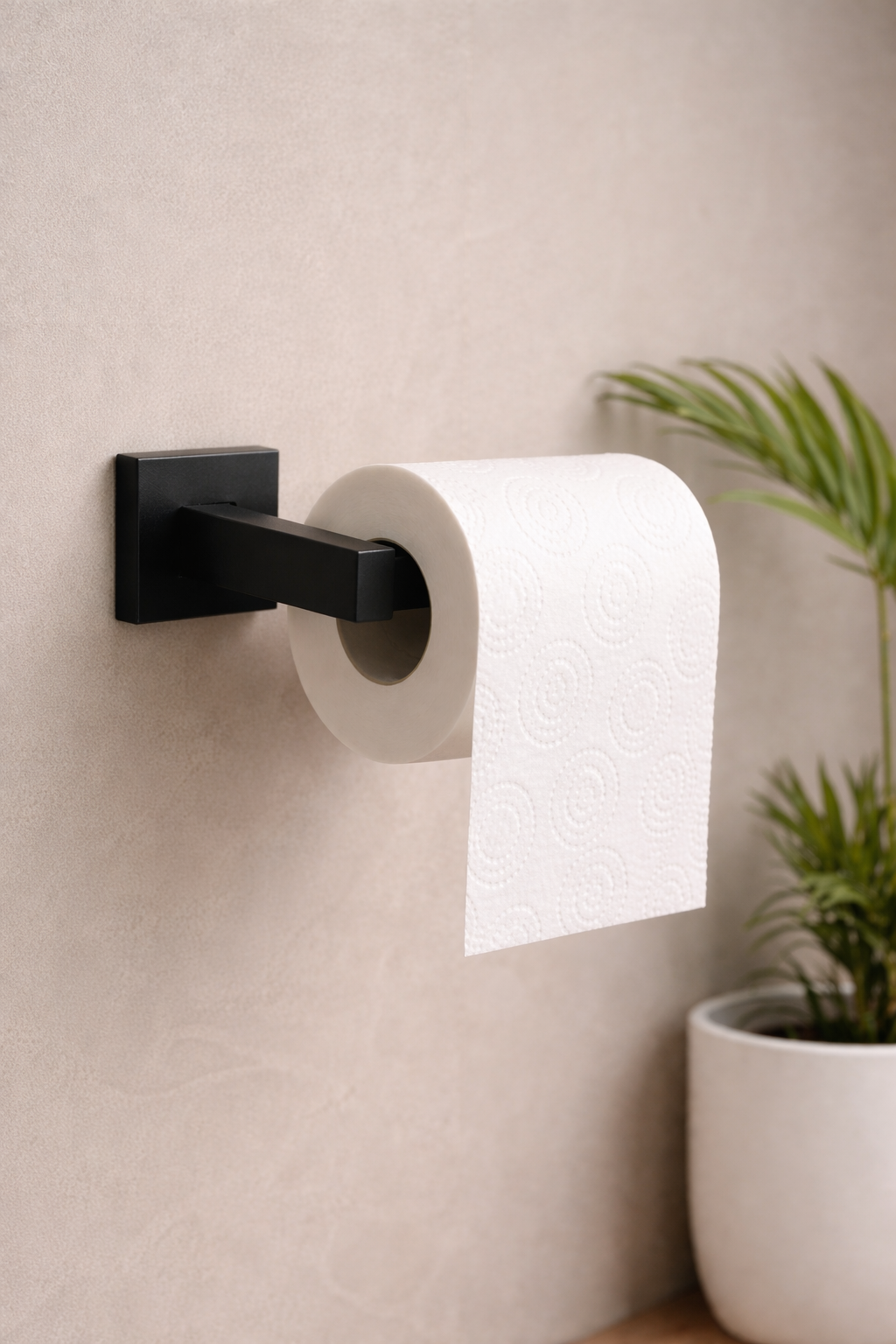 Toilet Paper Holder – Matte Black Wall Mounted Bathroom Roll Rack