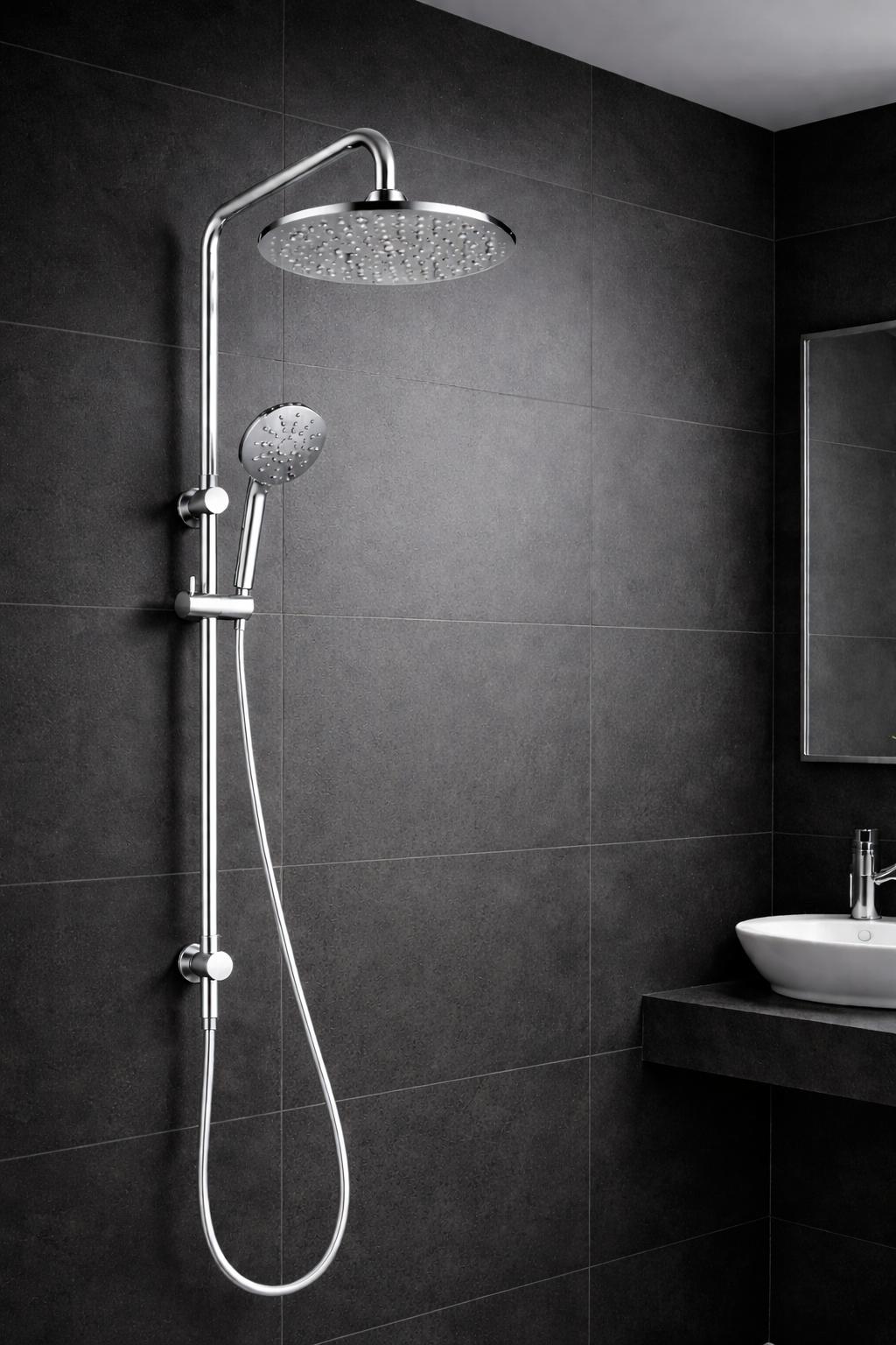 10″ Round Rainfall Shower Head Set –3 Mode Handheld | WELS Rated | Chrome