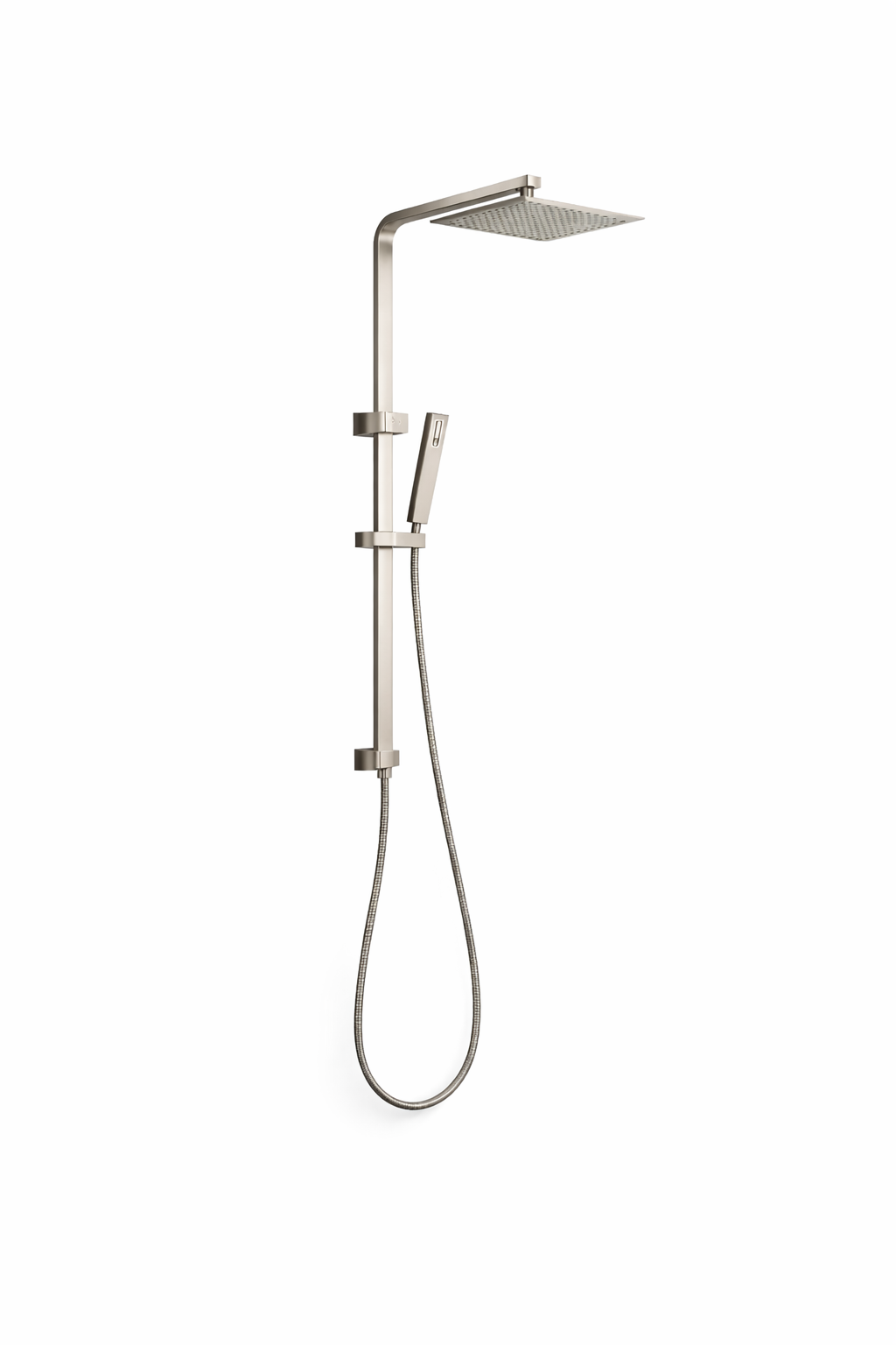 10" Square Rainfall Shower Head Set – Rectangle Handheld Spray| WELS Rated | Brushed Nickel