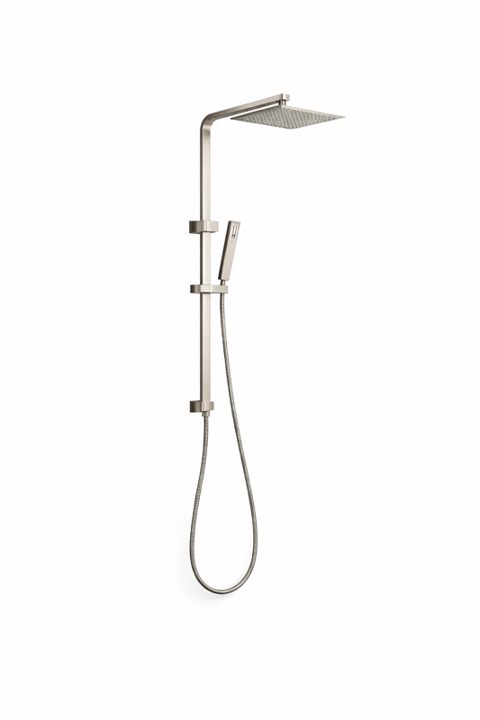 10" Square Rainfall Shower Head Set – Rectangle Handheld Spray| WELS Rated | Brushed Nickel