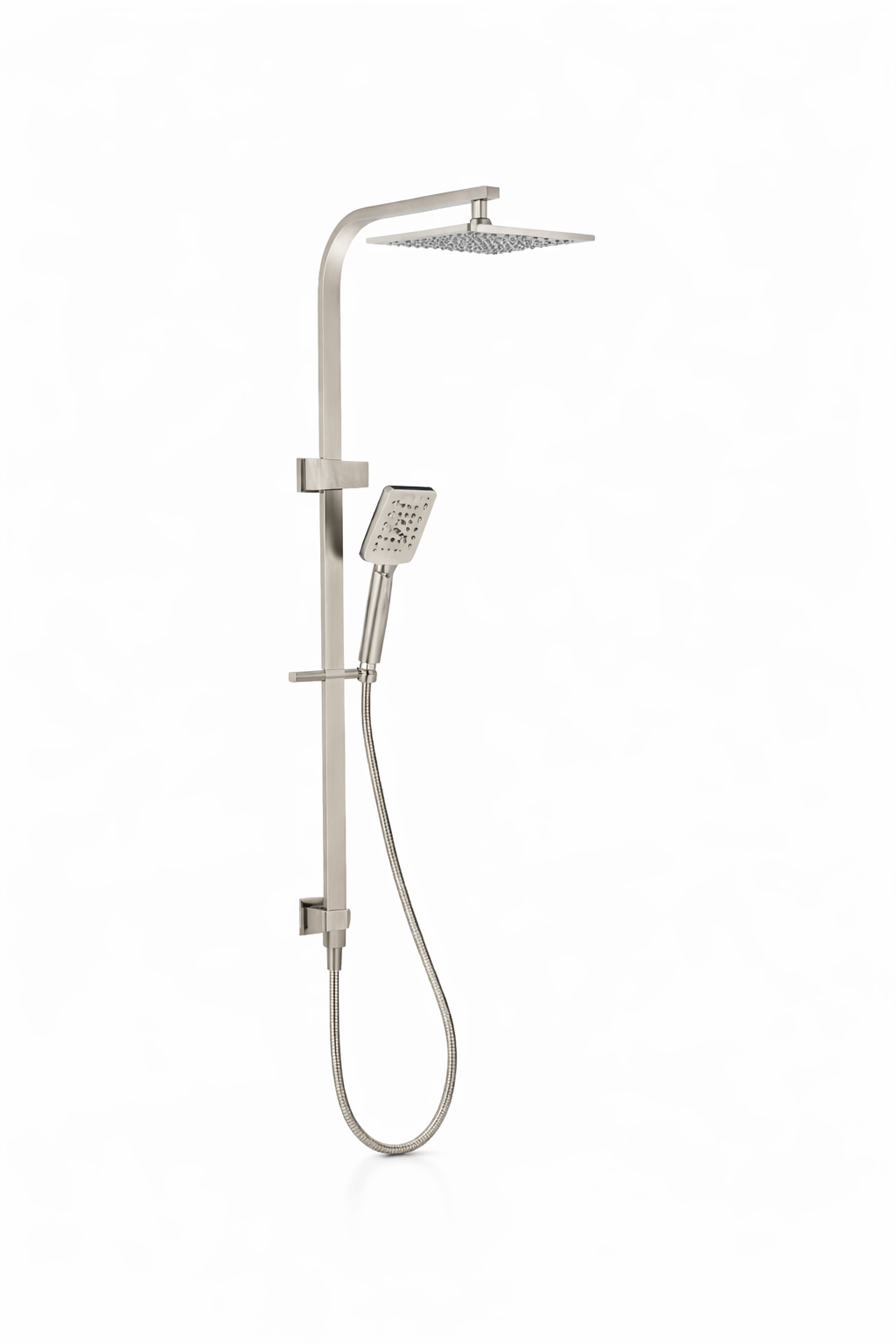 10″ Square Rainfall Shower Head Set –3 Mode Handheld | WELS Rated | Brushed Nickel