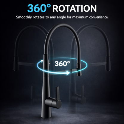 Modern Dual Outlet Kitchen Mixer with Detachable Pullout Hose | WELS | Matte Black