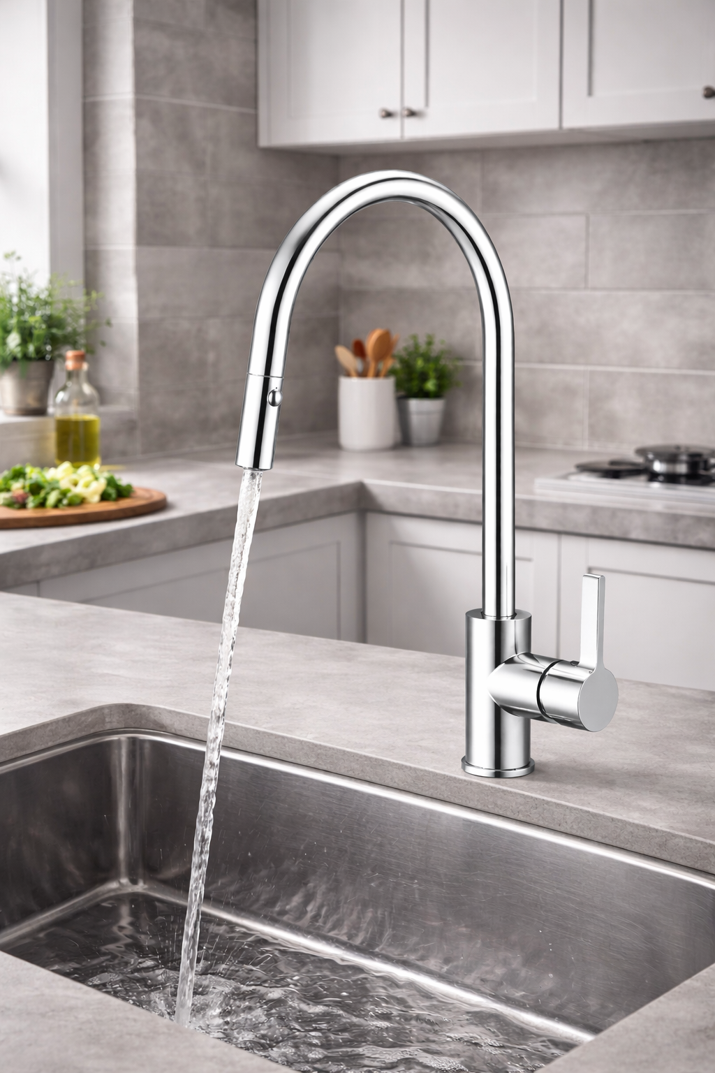 Pullout Kitchen Mixer Tap – Stylish Swivel Gooseneck Faucet | WELS | Chrome