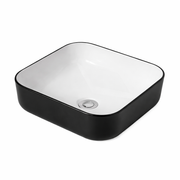 Square Above Counter Ceramic Basin – Matte Black & White Vanity Sink