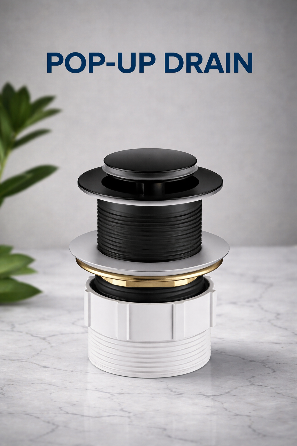 Basin Pop-Up Basin Waste – 32mm | Non-Overflow Drain Plug | Matte Black