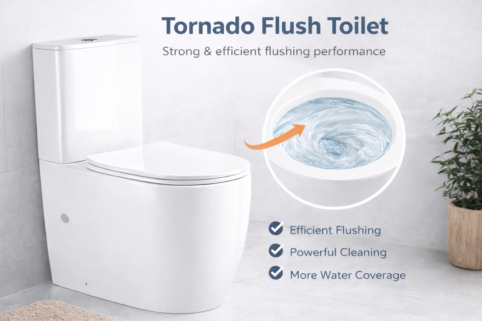 Two-Piece Toilet Suite – Single Hole Tornado Flush | Watermark & WELS Certified
