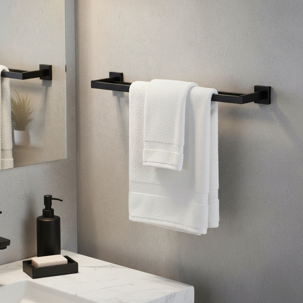 Square Double Towel Rail Rack – Wall Mounted Bathroom Holder