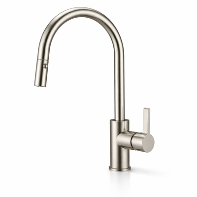 Pullout Kitchen Mixer Tap – Stylish Swivel Gooseneck Faucet | WELS | Brushed Nickel