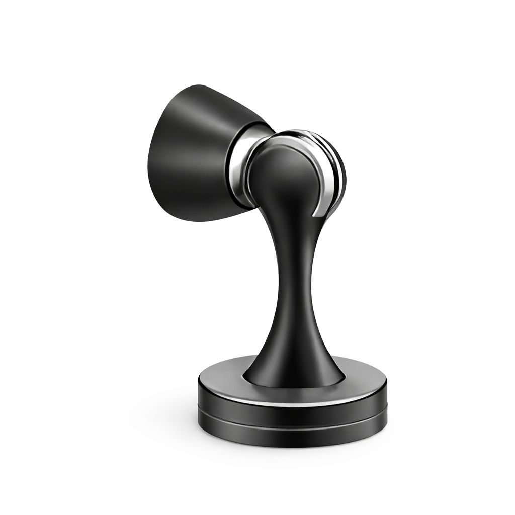 Black door stopper on a white background