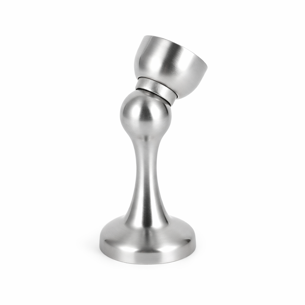 Metal door stopper on a white background