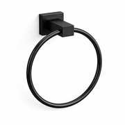 Black towel ring on a white background