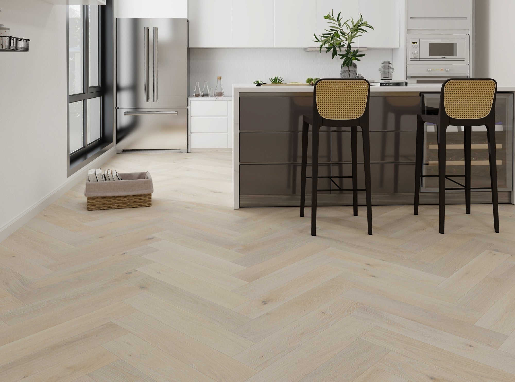 CrossWood T1 Latte Oak Engineered Herringbone European Oak Flooring 14mm