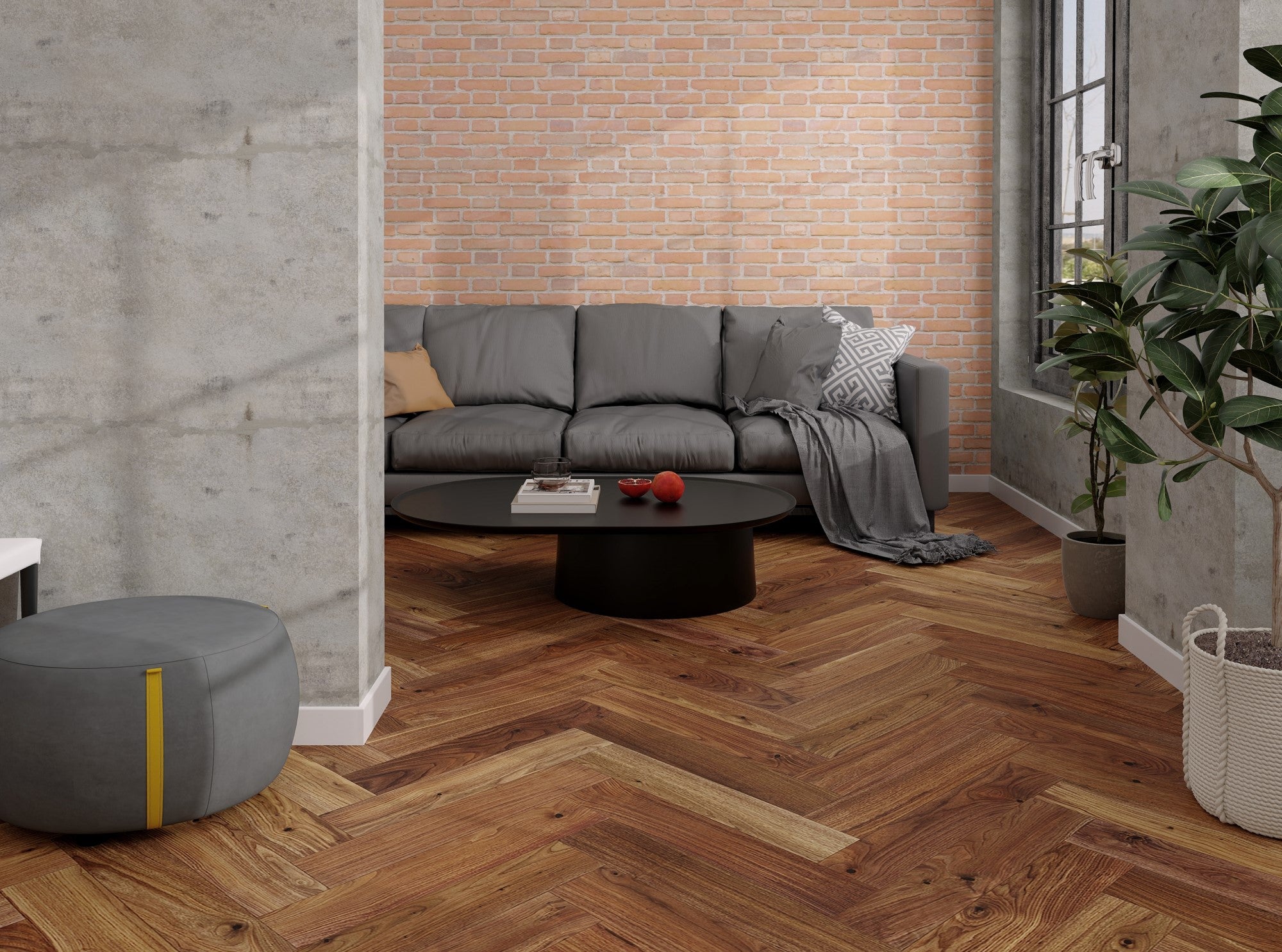 CrossWood T7 American Walnut Engineered Herringbone European Oak Flooring 14mm