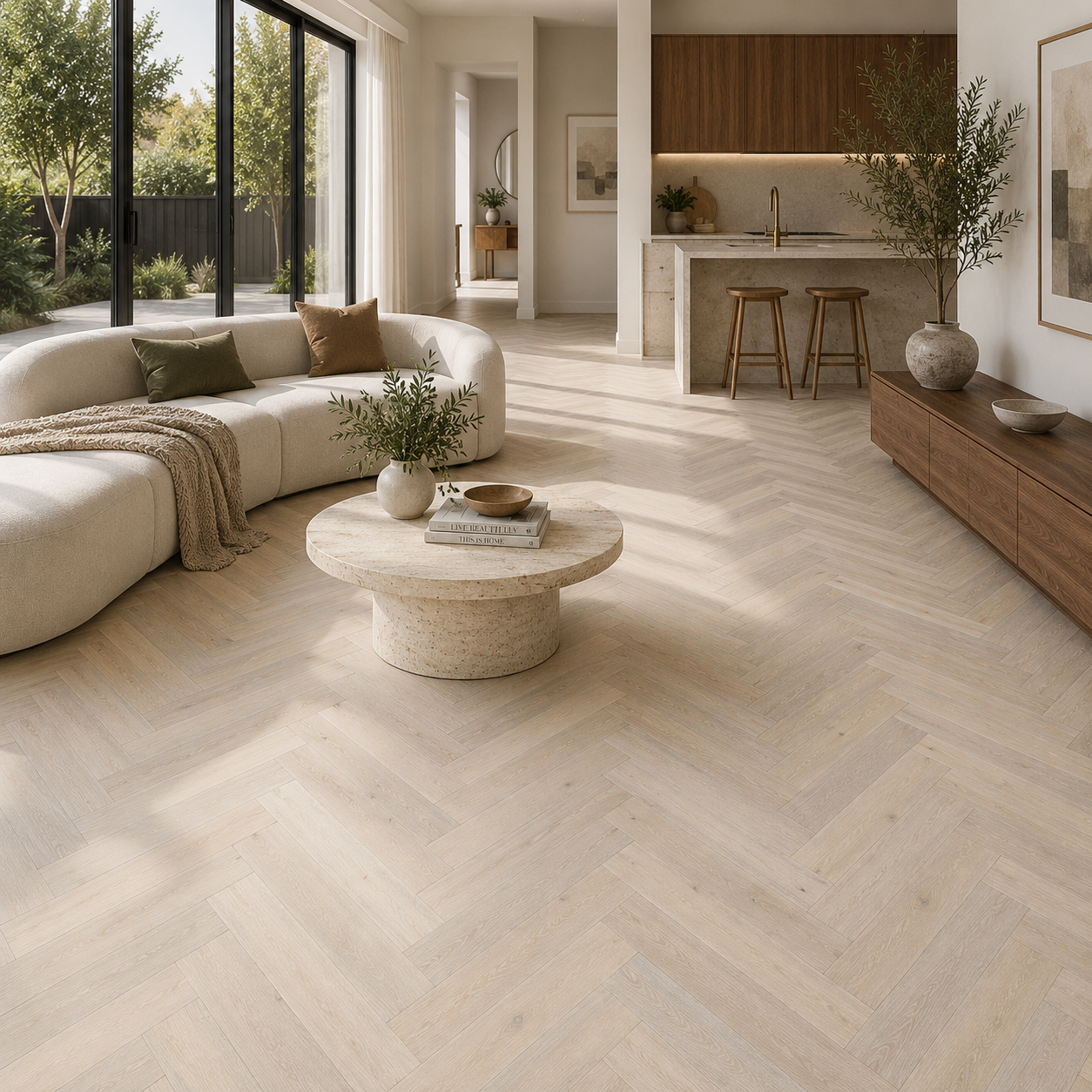 CrossWood T1 Latte Oak Engineered Herringbone European Oak Flooring 14mm