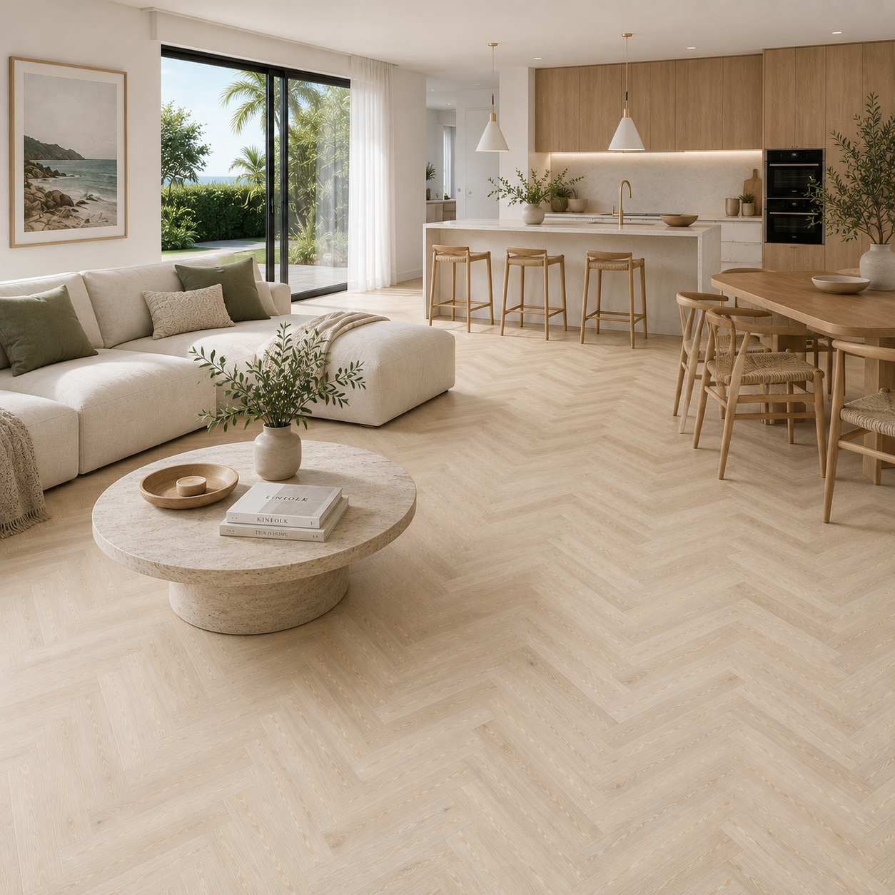 CrossWood T2 Limed Wash Engineered Herringbone European Oak Flooring 14mm