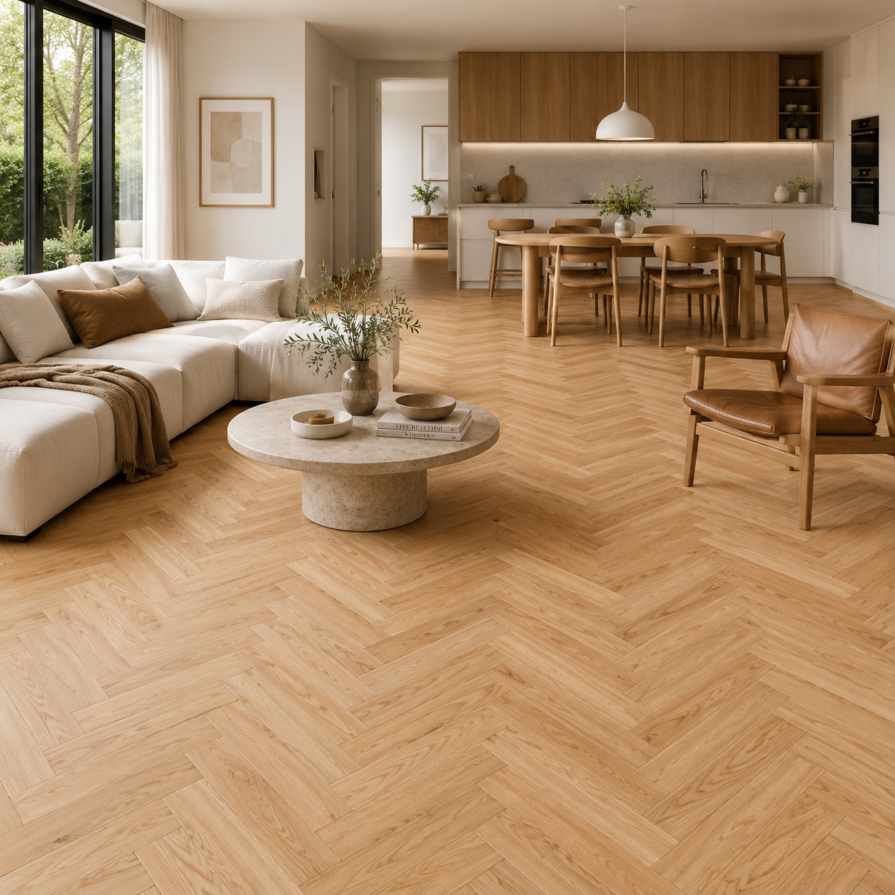CrossWood T3 Natural Oak Engineered Herringbone European Oak Flooring 14mm