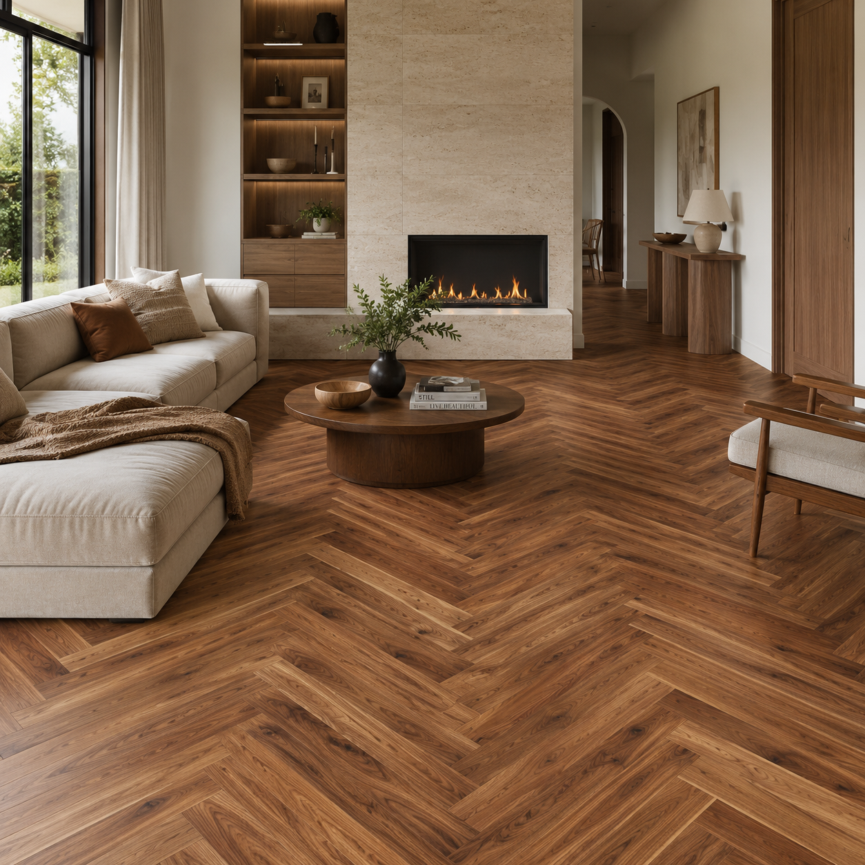 CrossWood T7 American Walnut Engineered Herringbone European Oak Flooring 14mm
