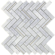 Deco Herringbone Carrara Porcelain Tile