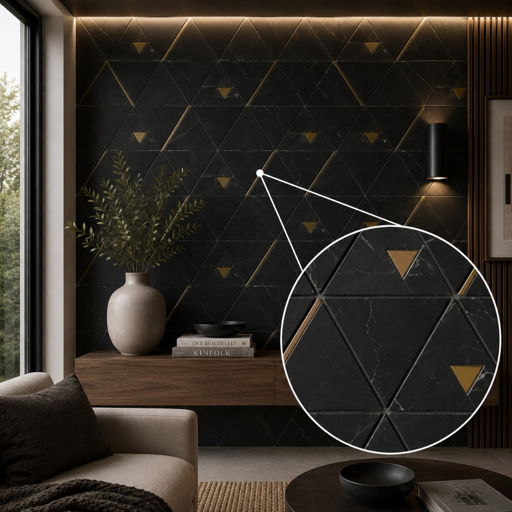 Deco Formes Nero Marquina Porcelain Tile 55×95.2mm