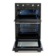 Euro Appliances EO8060DBK 60cm electric double oven in black with doors open