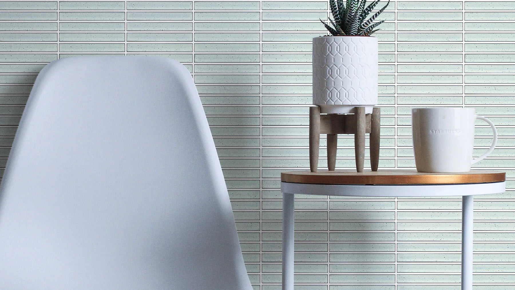 White Concave Speckle Finger Mosaic Porcelain Tile 20x145mm
