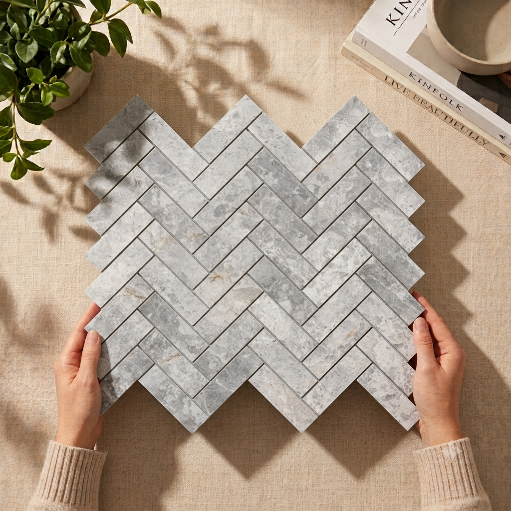 Tundra Herringbone Porcelain Tiles 20x64mm – product image 3