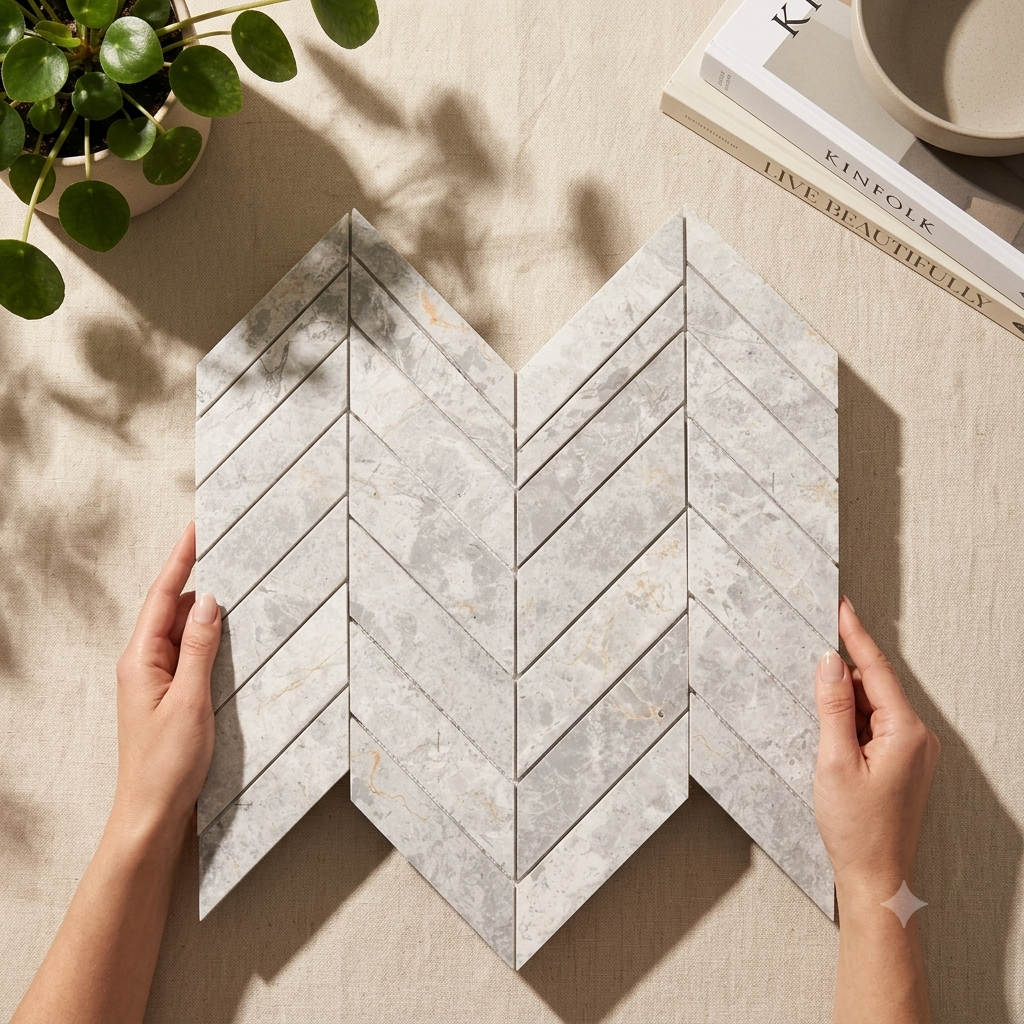 Tundra Chevron porcelain mosaic lifestyle setting