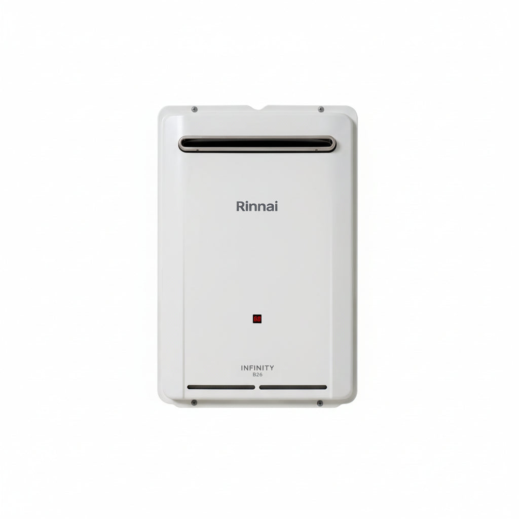 Rinnai Infinity water heater on a white background