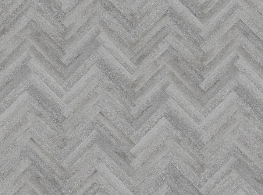 Obsidian Grey Leaf waterproof hybrid herringbone flooring room render