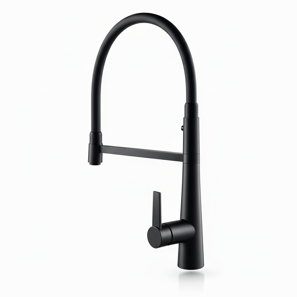 Modern Dual Outlet Kitchen Mixer with Detachable Pullout Hose | WELS | Matte Black
