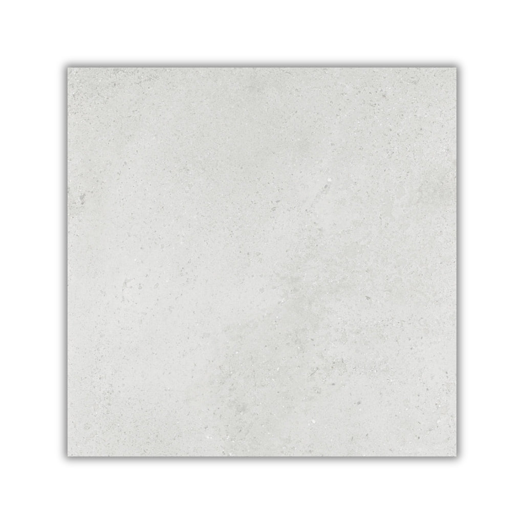 Square tile with a light gray color and subtle texture on a white background