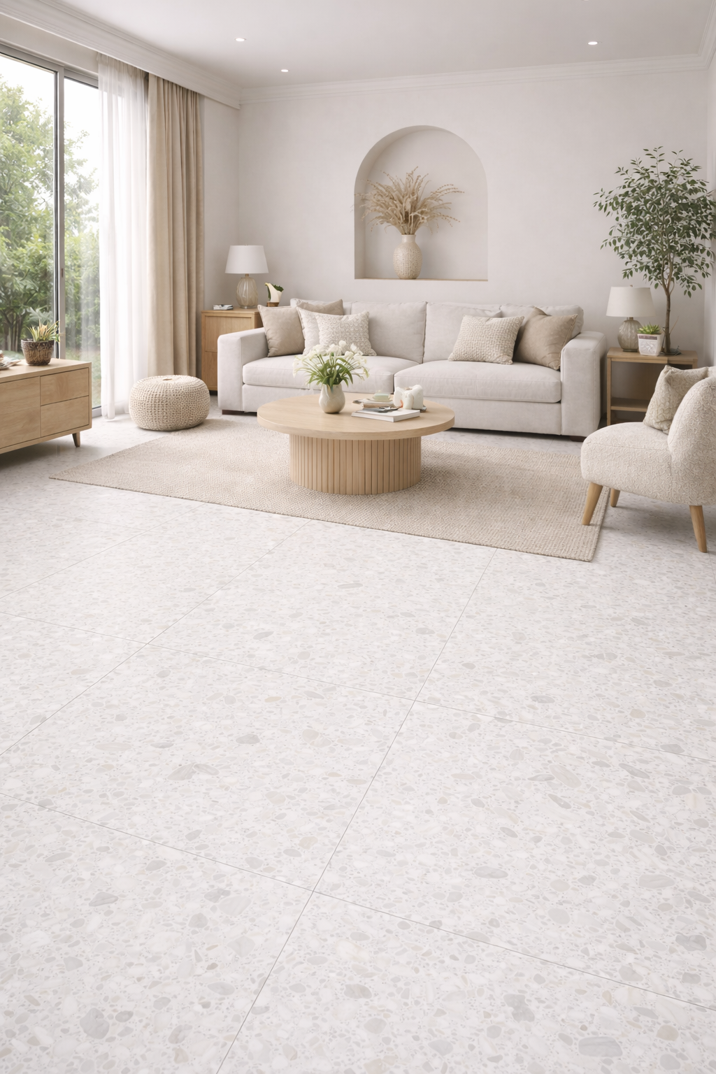 Terrazzo Matt Porcelain Tile White