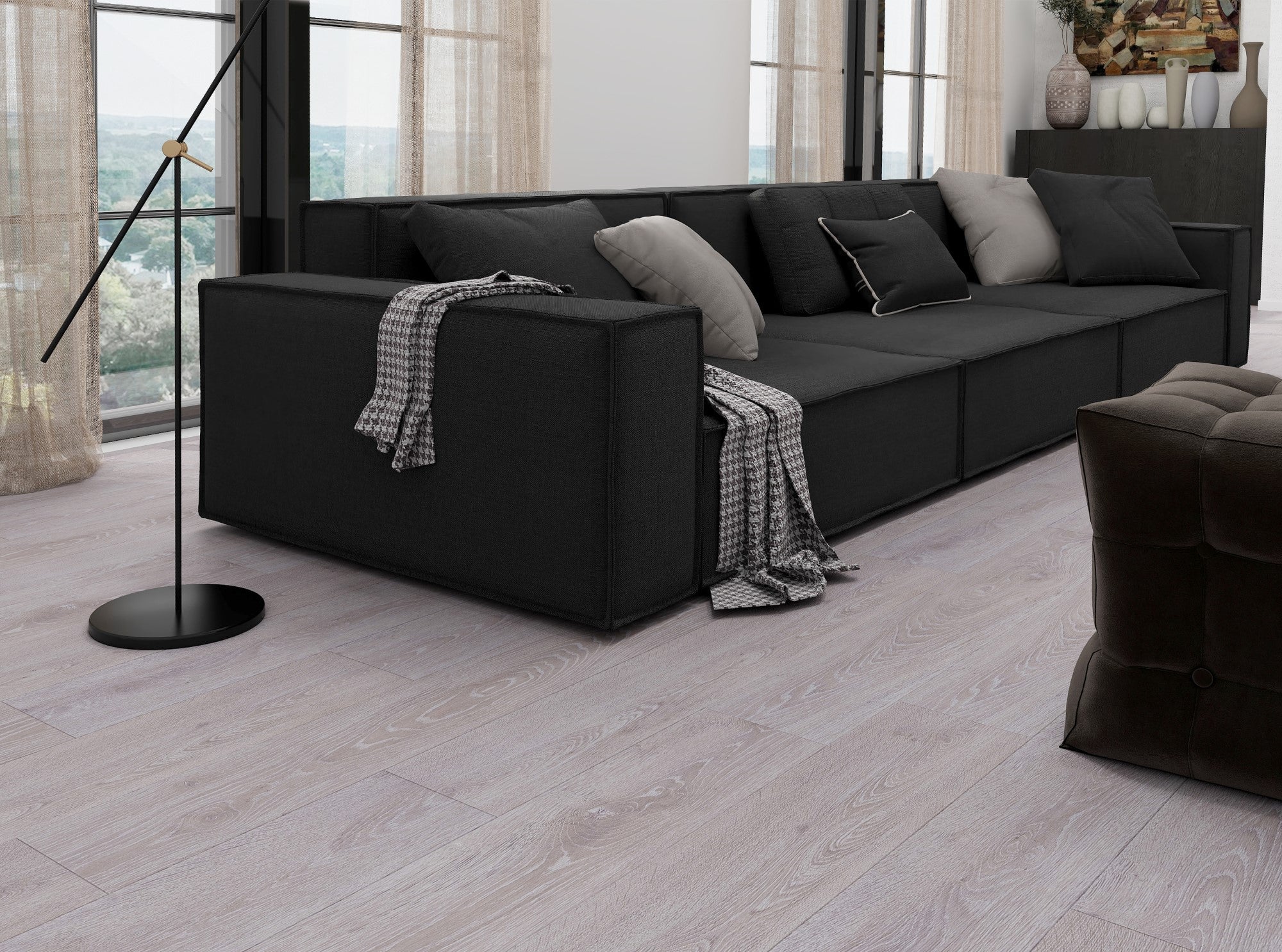 MTF Grey Oak water-resistant laminate flooring render image