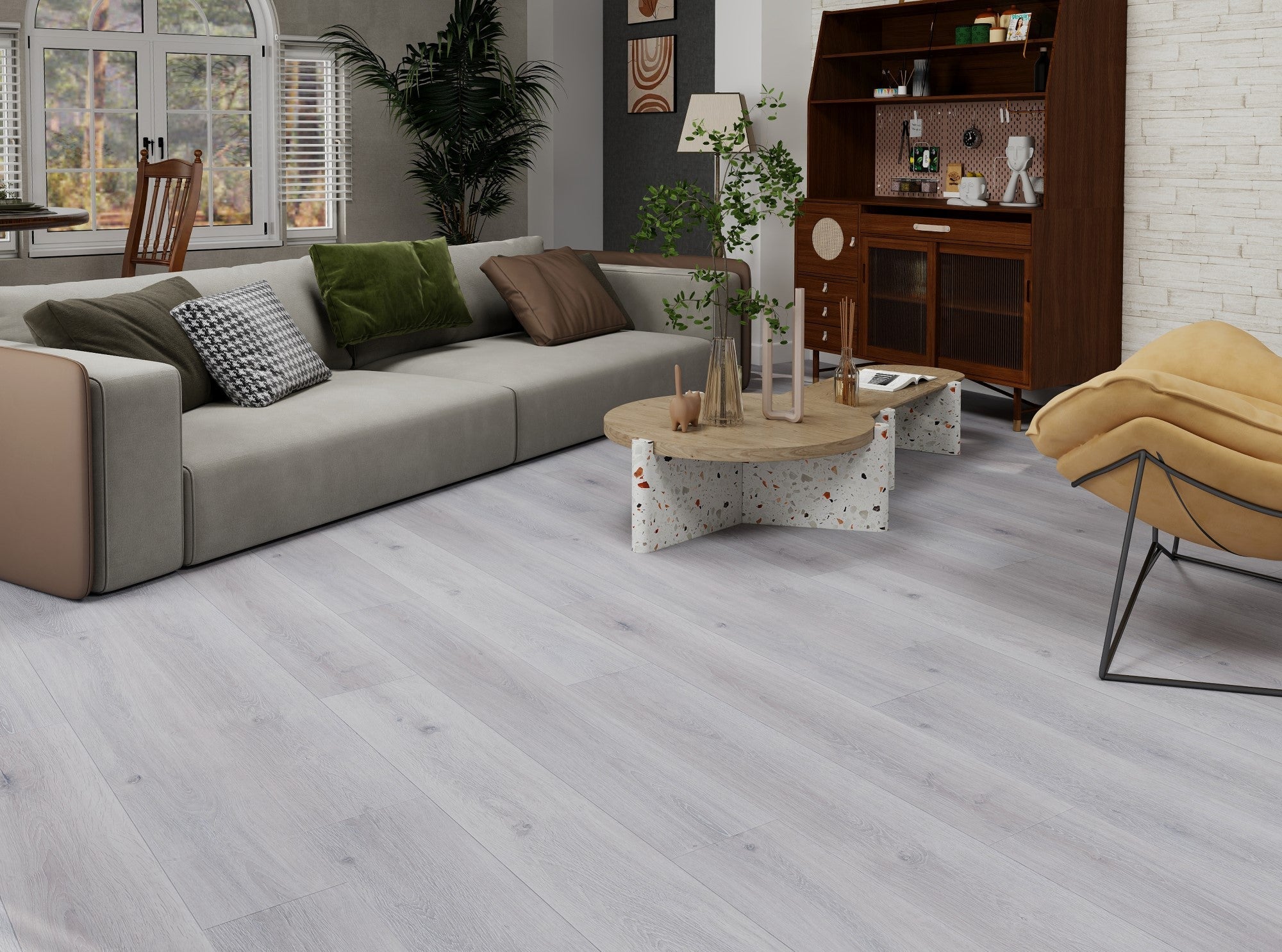 MTF Washed Oak water-resistant laminate flooring render image