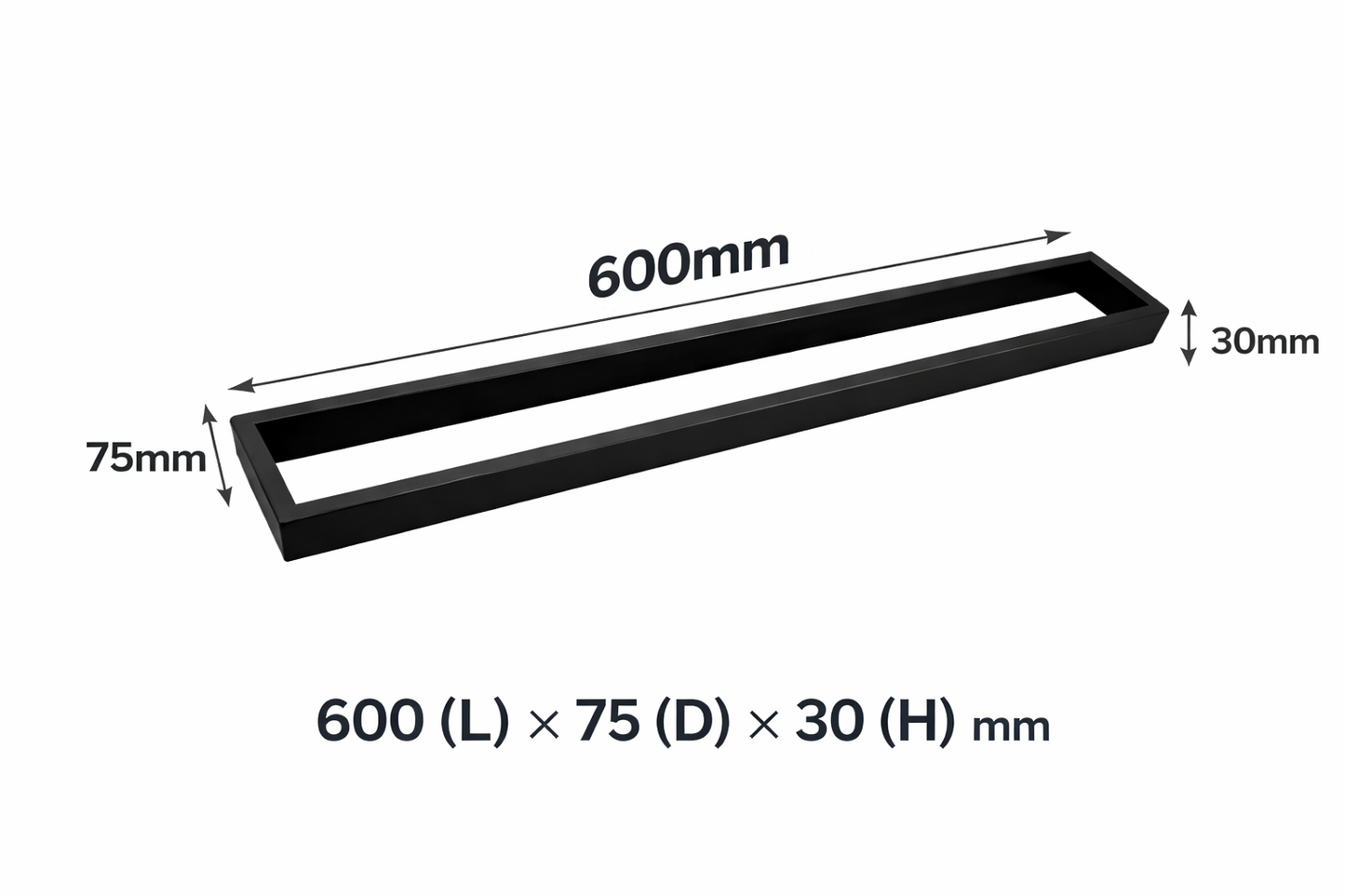 Modern Matte Black Square Single Towel Rail 600mm | SS304 Bathroom