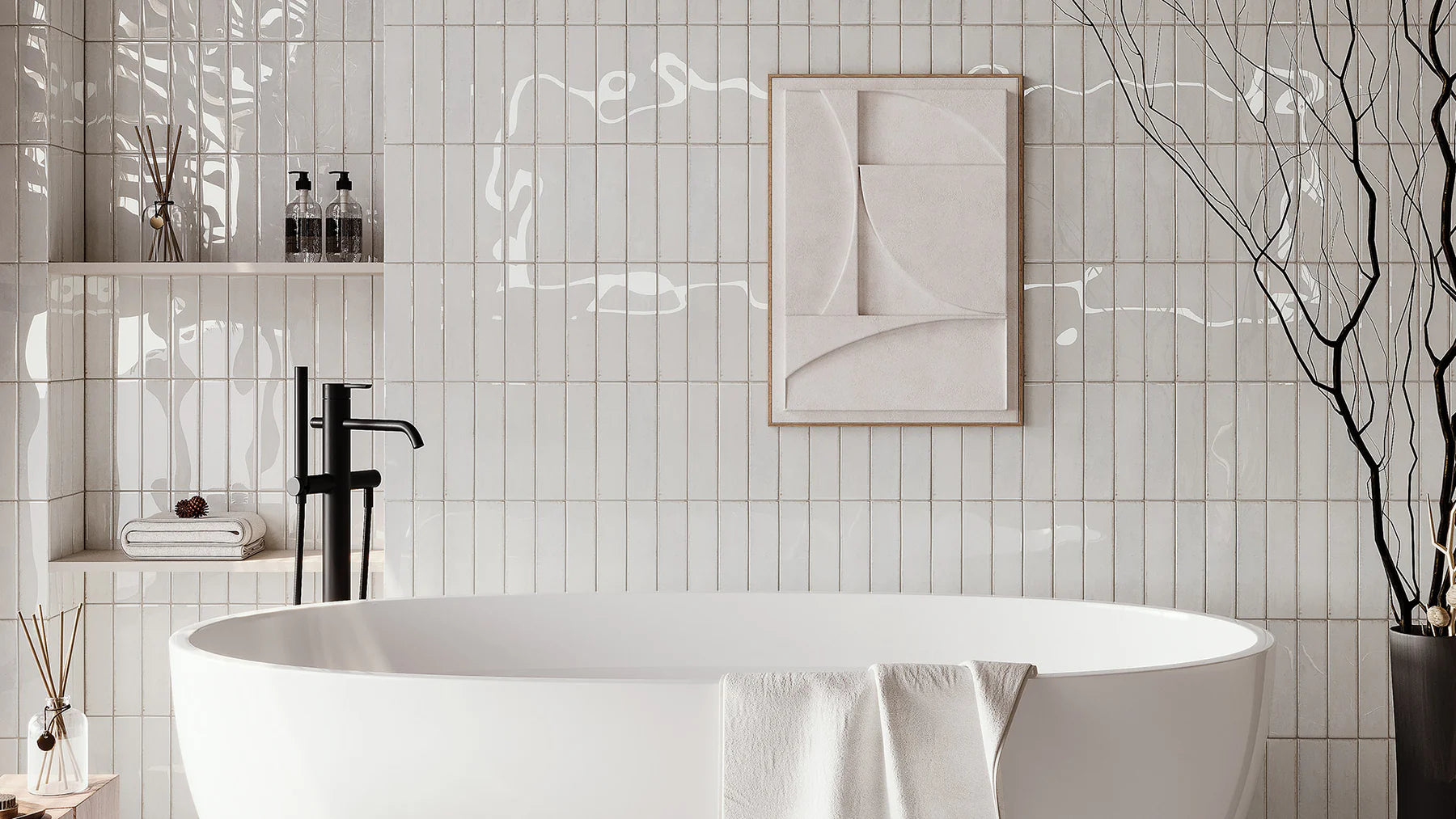 Otway White Porcelain Tile 60×240mm
